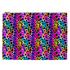 Rainbow Leopard Cosmetic Bag (xxl) by DinkovaArt