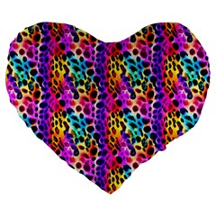 Rainbow Leopard Large 19  Premium Heart Shape Cushions by DinkovaArt