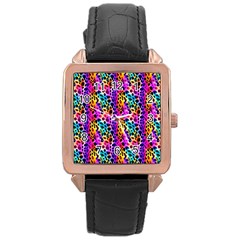 Rainbow Leopard Rose Gold Leather Watch 