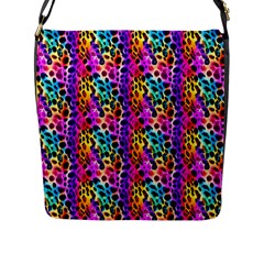 Rainbow Leopard Flap Closure Messenger Bag (l) by DinkovaArt