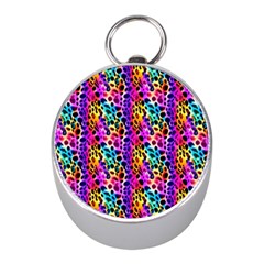 Rainbow Leopard Mini Silver Compasses by DinkovaArt