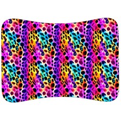 Rainbow Leopard Velour Seat Head Rest Cushion by DinkovaArt