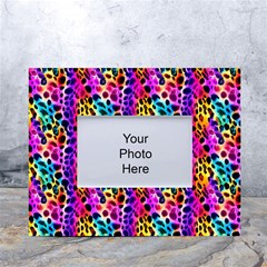 Rainbow Leopard White Tabletop Photo Frame 4 x6  by DinkovaArt