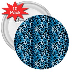 Blue Leopard 3  Buttons (10 Pack)  by DinkovaArt