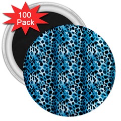 Blue Leopard 3  Magnets (100 Pack) by DinkovaArt