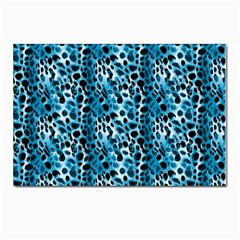 Blue Leopard Postcard 4 x 6  (pkg Of 10) by DinkovaArt