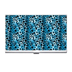 Blue Leopard Business Card Holder by DinkovaArt