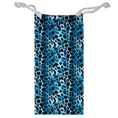 Blue Leopard Jewelry Bag by DinkovaArt