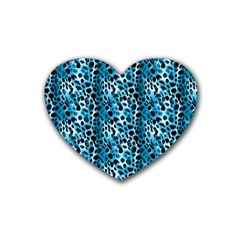 Blue Leopard Rubber Heart Coaster (4 Pack) by DinkovaArt