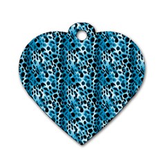 Blue Leopard Dog Tag Heart (one Side) by DinkovaArt