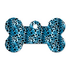 Blue Leopard Dog Tag Bone (one Side) by DinkovaArt