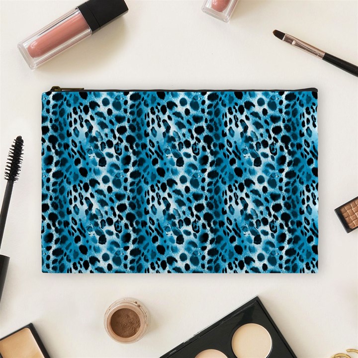 Blue Leopard Cosmetic Bag (Large)