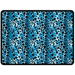 Blue Leopard One Side Fleece Blanket (large) by DinkovaArt