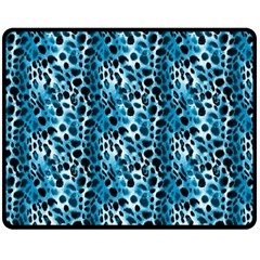 Blue Leopard One Side Fleece Blanket (medium) by DinkovaArt