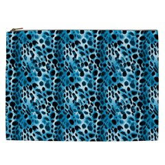 Blue Leopard Cosmetic Bag (xxl) by DinkovaArt