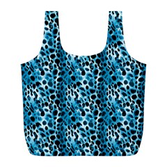 Blue Leopard Full Print Recycle Bag (l) by DinkovaArt