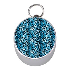 Blue Leopard Mini Silver Compasses by DinkovaArt