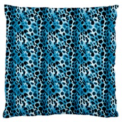 Blue Leopard Standard Premium Plush Fleece Cushion Case (one Side)