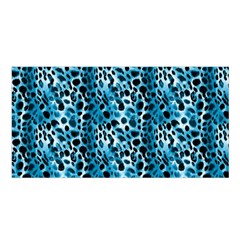 Blue Leopard Satin Shawl 45  X 80  by DinkovaArt