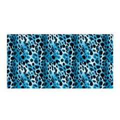 Blue Leopard Satin Wrap 35  X 70  by DinkovaArt