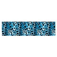 Blue Leopard Oblong Satin Scarf (16  X 60 ) by DinkovaArt