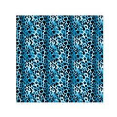 Blue Leopard Square Satin Scarf (30  X 30 ) by DinkovaArt