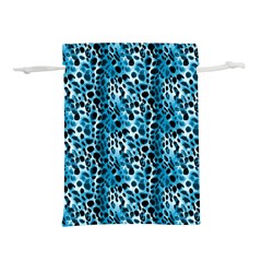 Blue Leopard Lightweight Drawstring Pouch (l) by DinkovaArt