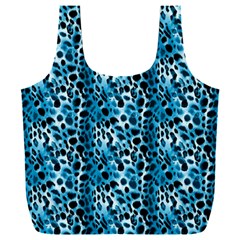 Blue Leopard Full Print Recycle Bag (xxl) by DinkovaArt