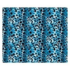 Blue Leopard One Side Premium Plush Fleece Blanket (small) by DinkovaArt