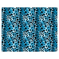 Blue Leopard One Side Premium Plush Fleece Blanket (medium) by DinkovaArt