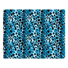 Blue Leopard One Side Premium Plush Fleece Blanket (large) by DinkovaArt