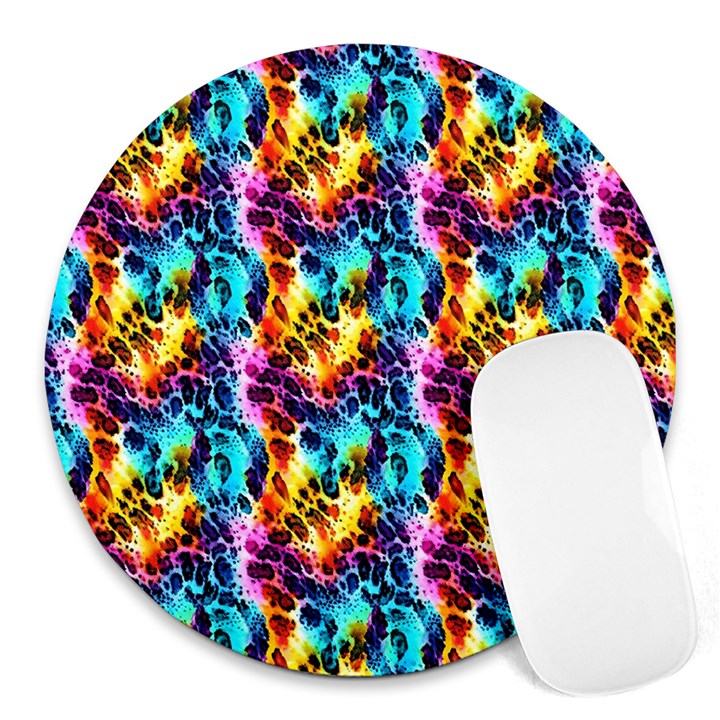 Rainbow Leopard 2 Round Mousepad