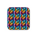 Rainbow Leopard 2 Rubber Square Coaster (4 pack) Front