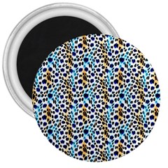 Blue Beige Leopard 3  Magnets by DinkovaArt