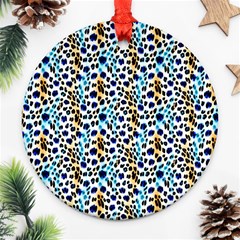 Blue Beige Leopard Ornament (round) by DinkovaArt