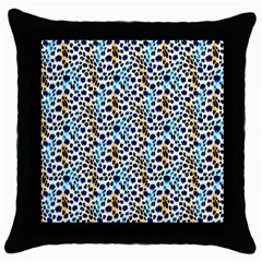 Blue Beige Leopard Throw Pillow Case (black) by DinkovaArt