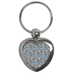 Blue Beige Leopard Key Chain (heart) by DinkovaArt