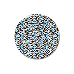 Blue Beige Leopard Magnet 3  (round) by DinkovaArt