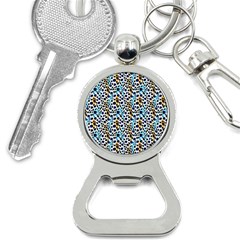 Blue Beige Leopard Bottle Opener Key Chain by DinkovaArt