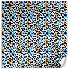 Blue Beige Leopard Canvas 12  X 12  by DinkovaArt