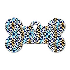 Blue Beige Leopard Dog Tag Bone (one Side) by DinkovaArt