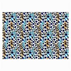 Blue Beige Leopard Large Glasses Cloth by DinkovaArt