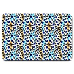 Blue Beige Leopard Large Doormat by DinkovaArt