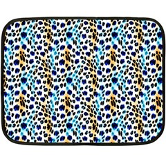 Blue Beige Leopard Fleece Blanket (mini) by DinkovaArt