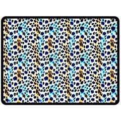 Blue Beige Leopard One Side Fleece Blanket (large) by DinkovaArt