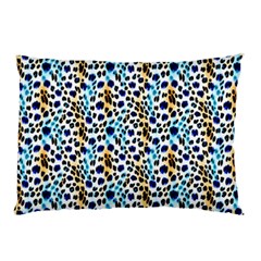 Blue Beige Leopard Pillow Case (two Sides) by DinkovaArt