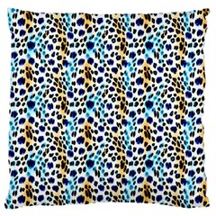 Blue Beige Leopard Large Cushion Case (two Sides) by DinkovaArt