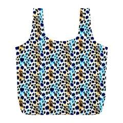 Blue Beige Leopard Full Print Recycle Bag (l) by DinkovaArt