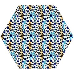 Blue Beige Leopard Wooden Puzzle Hexagon by DinkovaArt