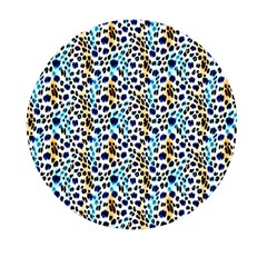 Blue Beige Leopard Mini Round Pill Box (pack Of 3) by DinkovaArt